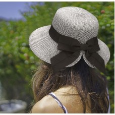 Summer Mujer Fashion Wide Brim Straw Bow Band Bucket Hat Beach Sun Hat Cap  eb-08667777